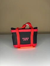 1X Trader Joe's Micro Tote Bags With Red Grocery Bag. RARE BLACK Limited Edition