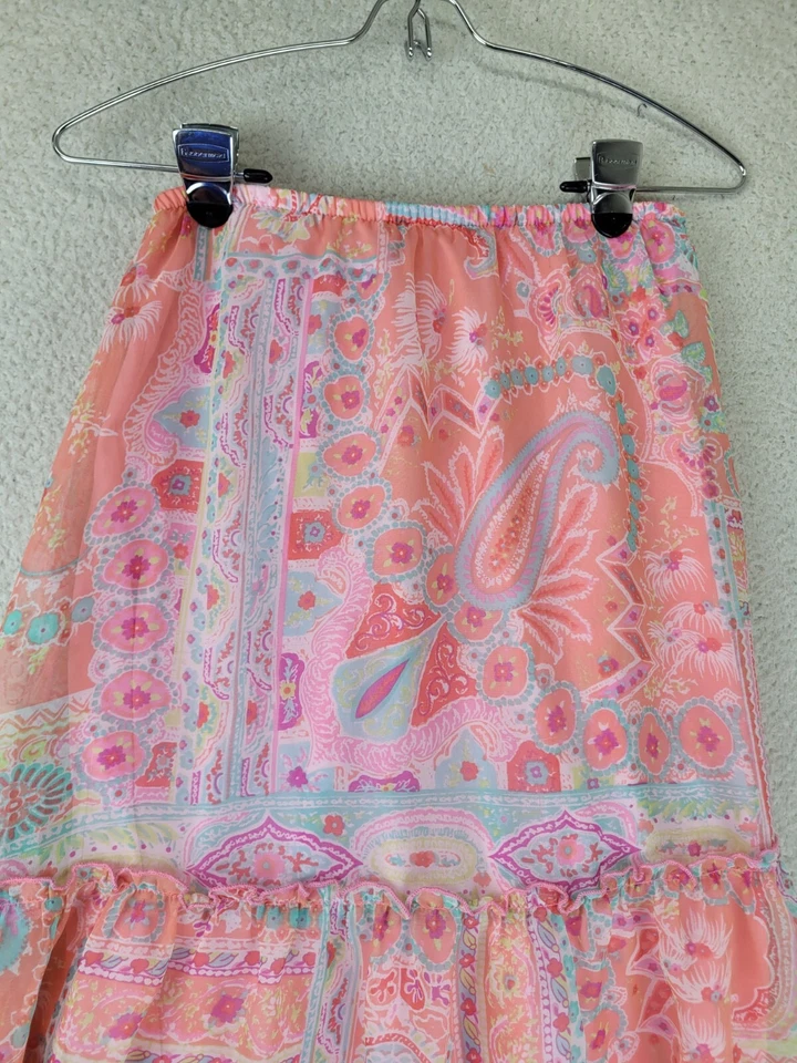 My Michelle Tiered Skirt Womens 8 Colorful Fairy Paisley Sheer Pastels Whimsical - Image 4 of 4