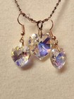 14KGP 20 inch delicate chain necklace sparkling heart pendant & earrings rhinest — photo 6