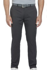 Men's Gray Slim Fit Flat Front Straight Leg Casual Pants Button Zip Closure