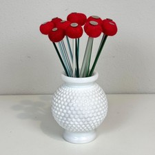 12 Handmade Felted Flowers Knitting Needle Craft Red 10  