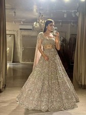 Indian Designer Peach Faux Georgette Lehenga Choli With Dupatta For Function