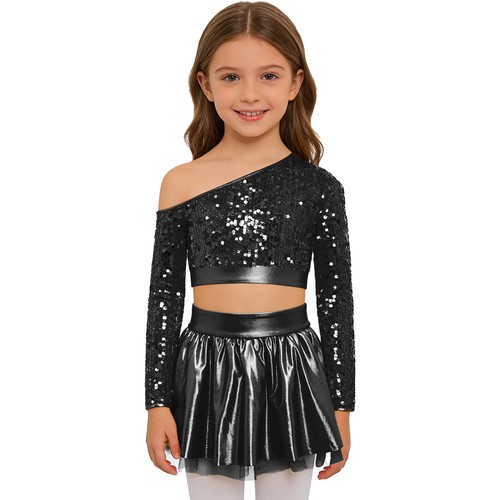 Kinder Mädchen Kostüm Disco Outfits Wettbewerb Tanzkleidung Hip Hop Set 2-teilig Jazz - Bild 43 von 61