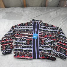 DSG Jacket Girls Medium BLK Aztec Tribal Fair Isle Cozy Fleece Full Zip 55 NEW