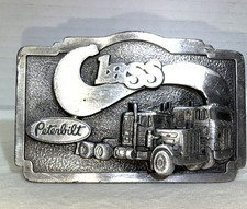 Vintage Silver Tone Peterbilt Tonkin Inc 1985 Paccar F-42 Semi Truck Belt Buckle