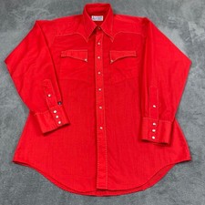Vintage Rockmount Womens L Western Shirt Red Pearl Snap Pick Stitch USA Made