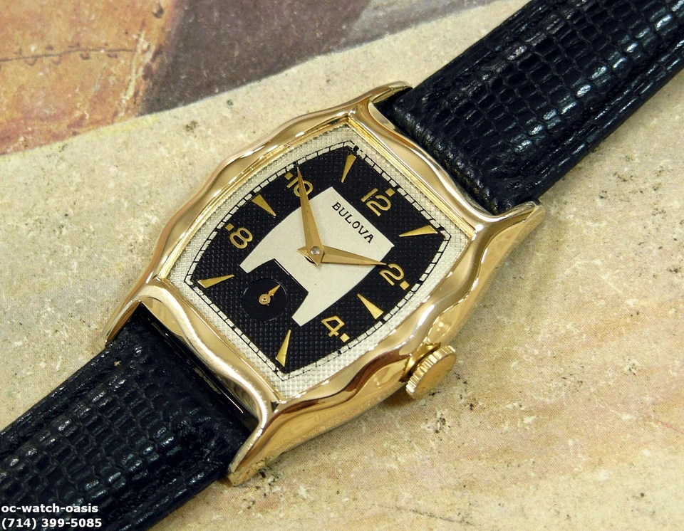 1955 Vintage BULOVA Fancy Case, Stunning SILVER /BLACK Dial, Serviced & Warranty - Image 4 of 4