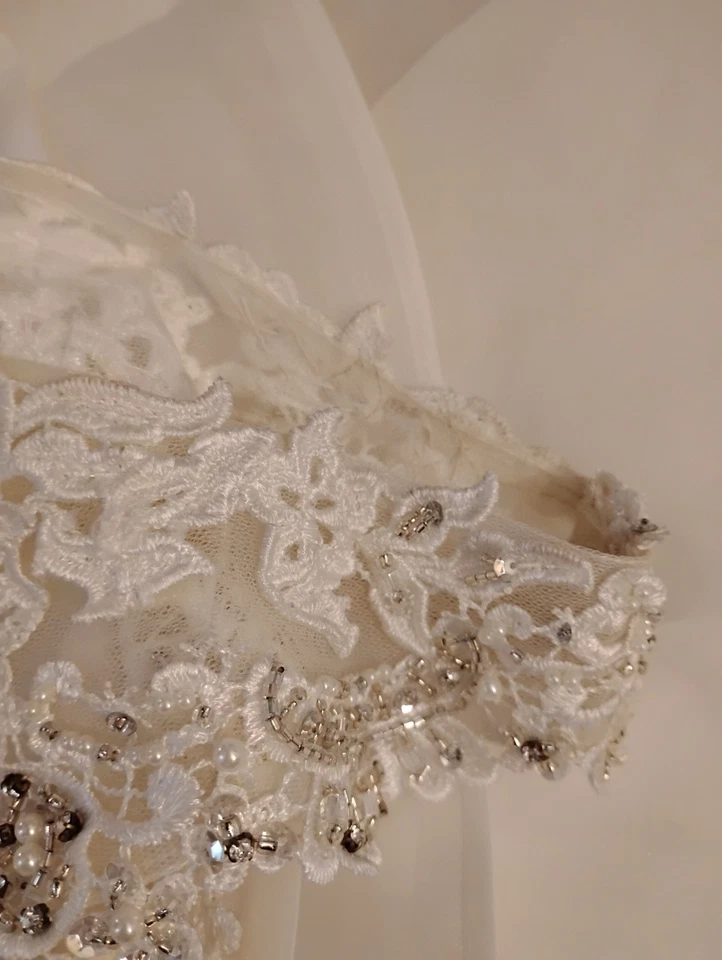 Precioso Vestido Mori Lee Madeline Gardner Boda Tren Completo Talla 6 Enorme Volantes  Foto 4 de 4