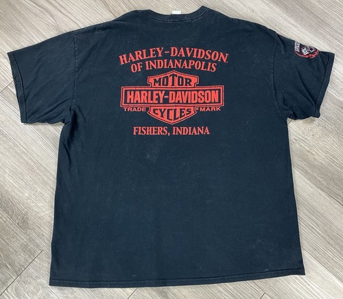 Harley Davidson Men's T Shirt 2XL Black FISHER’S INDIANA