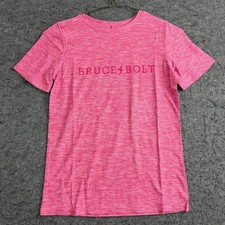 BRUCE BOLT Shirt Youth Small, Pink Logo Casual Tee Stretch Short Sleeve