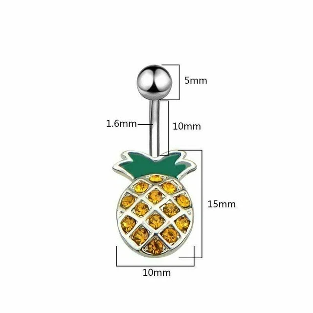 2Ct Round Cut Lab Created Citrine Pineapple Belly Button 14K White Gold Plated - Image 2 of 4