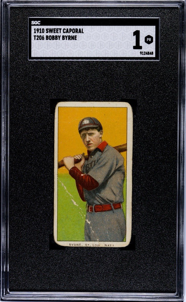 1910 Sweet Caporal T206 Bobby Byrne St. Louis. Cardinals SGC 1