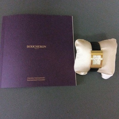 Boucheron Refre Diamond Ladies K18YG Quartz Watch with 4 Diamonds