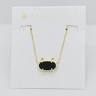 New Kendra Scott Elisa Gold Cat Kitty Pendant Necklace in Black Drusy