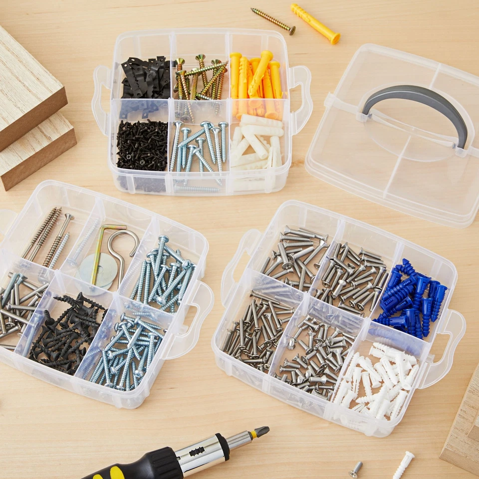 3 Tier Stackable Storage Containers, Adjustable Plastic Box Bead Storage, 6x6x5" - Image 3 of 4
