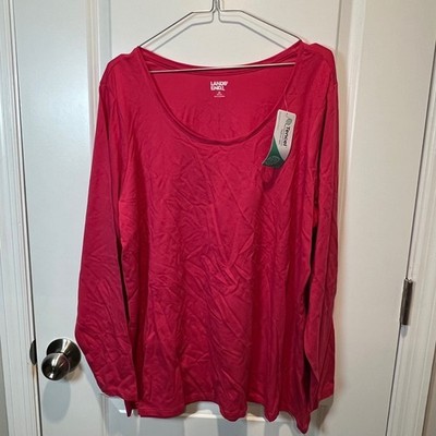 Lands End Red TENCEL Modal Top Women 2X Long Sleeve Scoop Neck NWT