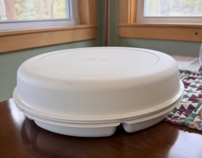 Vintage Tupperware Divided Veggie Party Tray Serving Center Set Chip N Dip Beige
