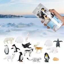 16Pcs Simulation Lifelike Animal Playset Statues Polar Animals Miniature for