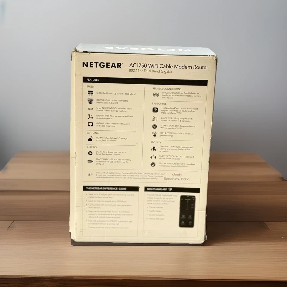 NETGEAR AC1750 Wi Fi Cable Modem Router Still In Plastic in Open Box! - Image 3 of 4