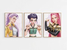 Demon Hunters Wall Art Prints Kpop Girls Bedroom Decor K-Pop Poster - Set of 3