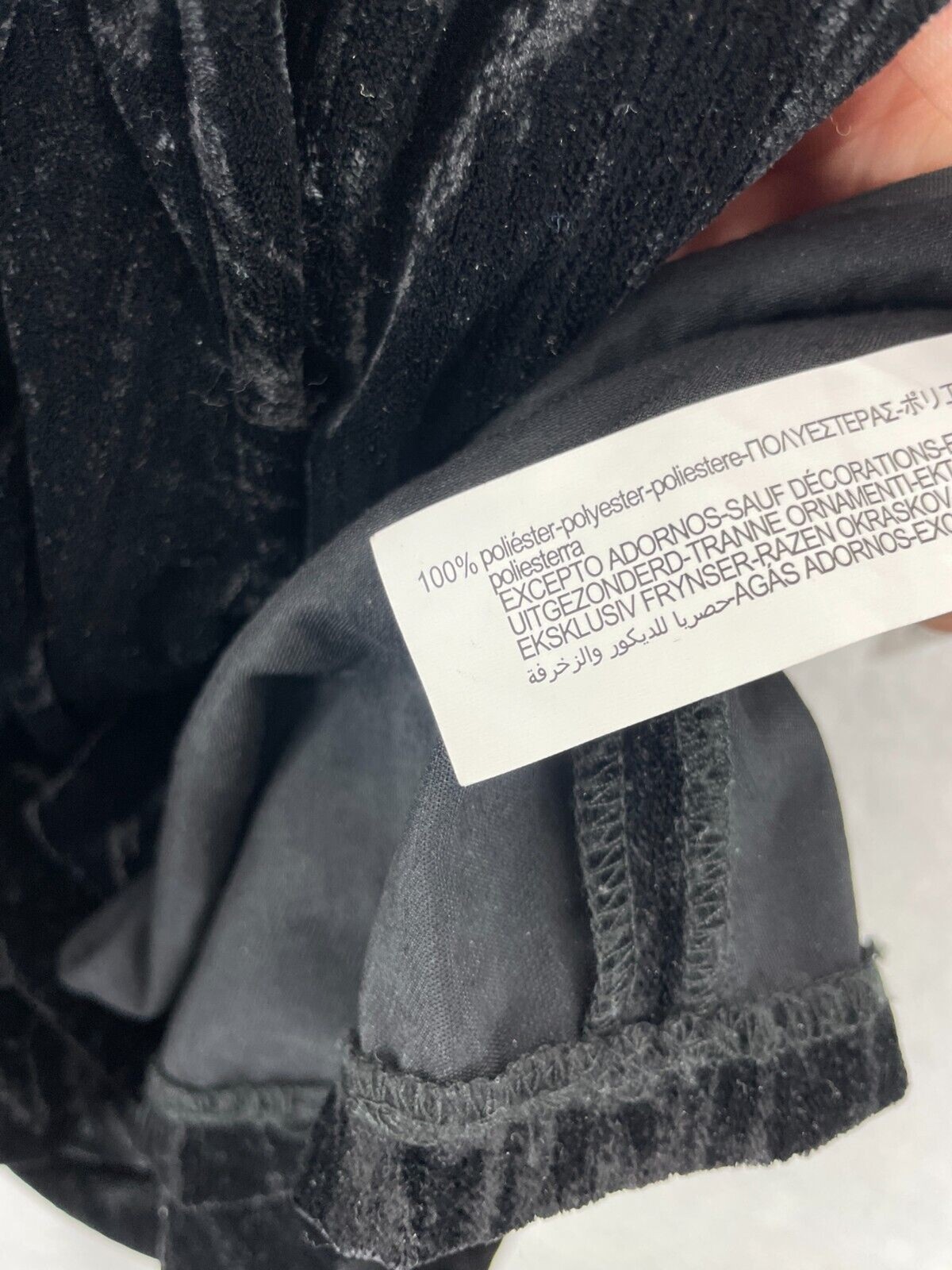 ZARA Velvet Rhinestone Collar Dress Women’s XS Black Long Sleeve Mini Party thumbnail 7