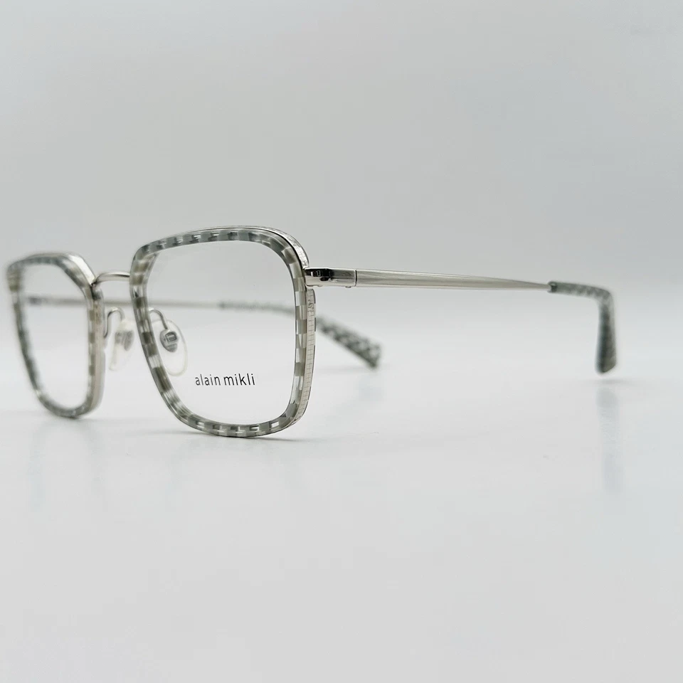 Anteojos Alain Mikli para hombre y mujer cuadrados grises plateados BEAUCARRE A02028 NUEVO Foto 3 de 4
