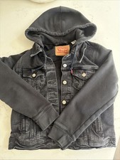 Levi s Youth M 10/12 Black Denim Jean Jacket Hoodie