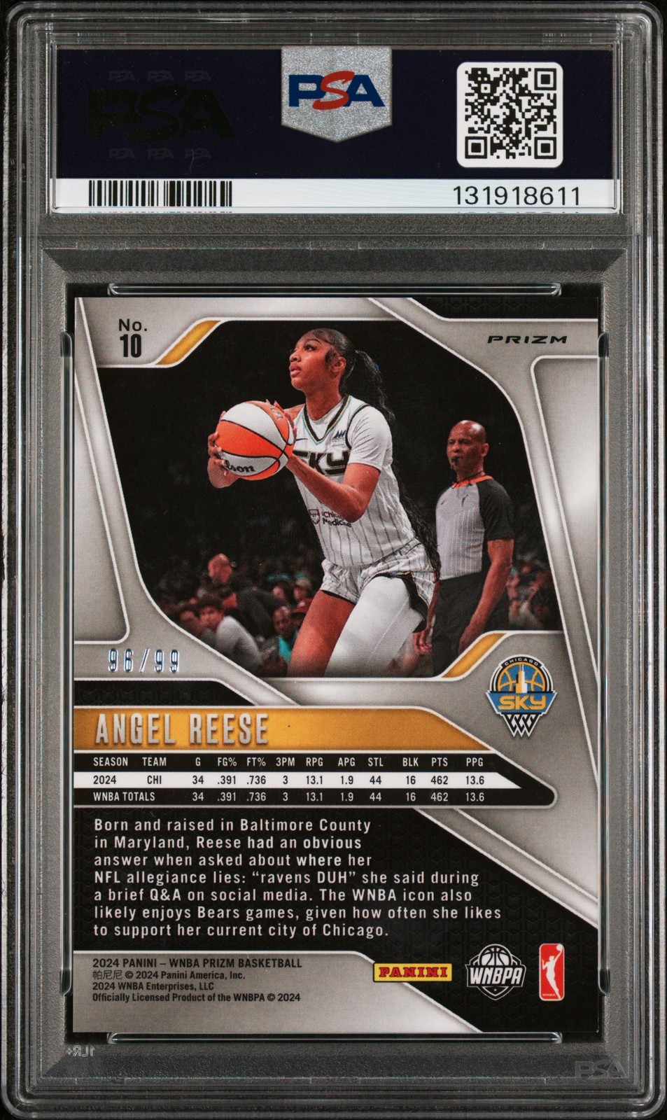 2024 PANINI PRIZM WNBA PREMIUM SET #10 ANGEL REESE ROOKIE RC 96/99 PSA 9 view 2