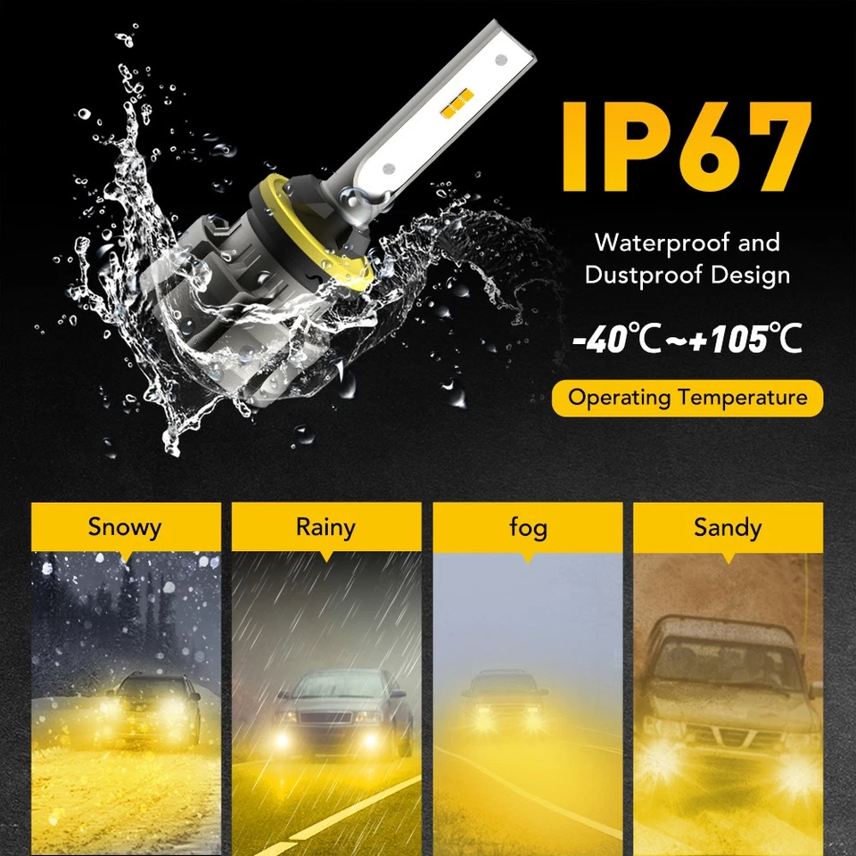 YELLOW CANBUS 880 881 899 LED Fog Driving Light Bulb Conversion Kit Lamp 2/10x Foto 3 de 4