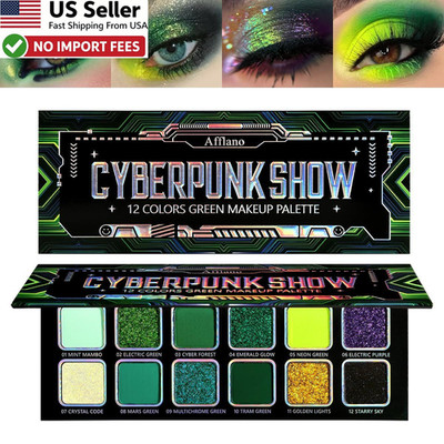 Afflano Multichrome Green Eyeshadow Palette Color Shifting Glitter Goth FROM USA