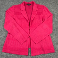 Ming Wang Cardigan Sweater Blazer XL Pink Knit Textured Career Quiet Luxury