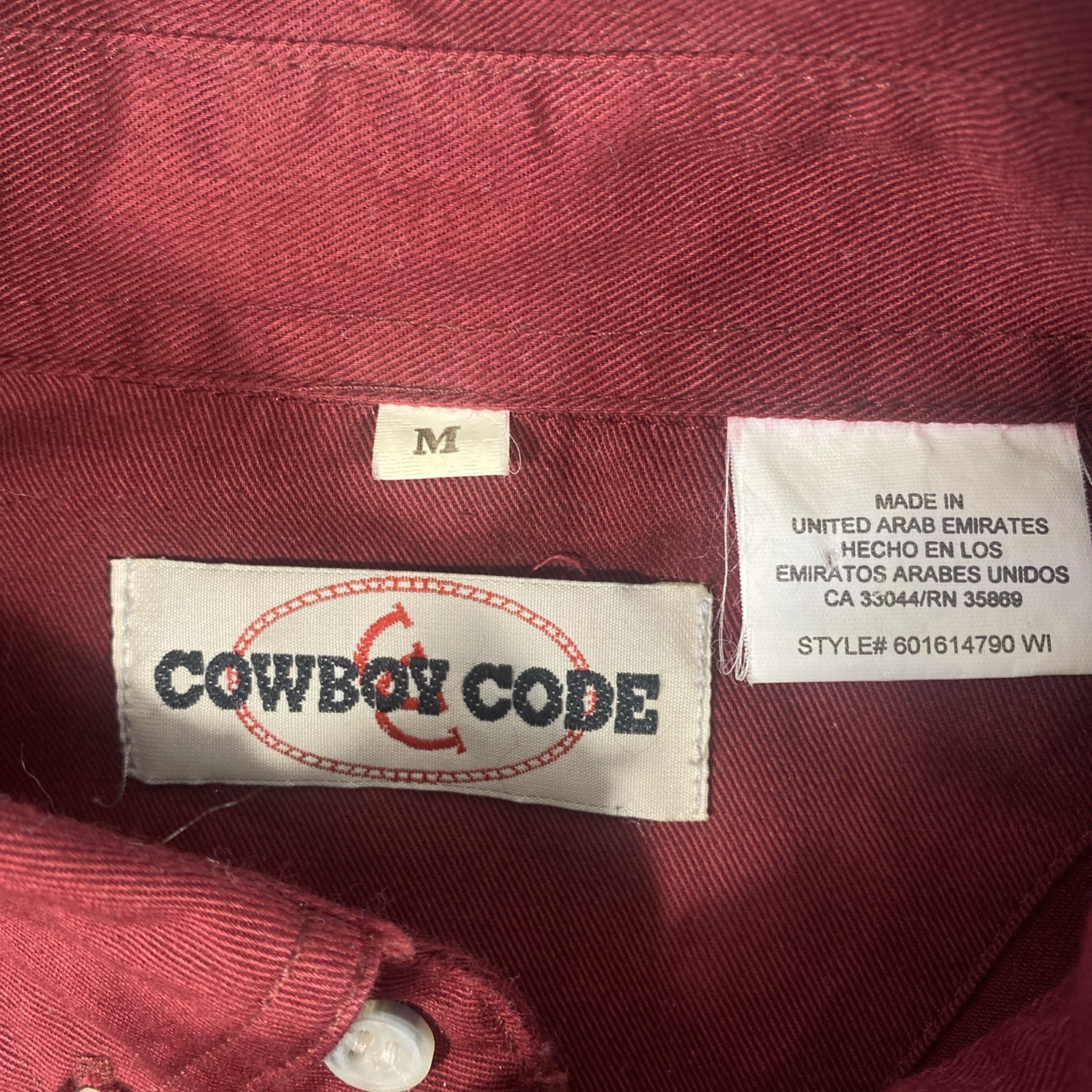 Cowboy Code Button Down Western Style Medium Shirt - image 2