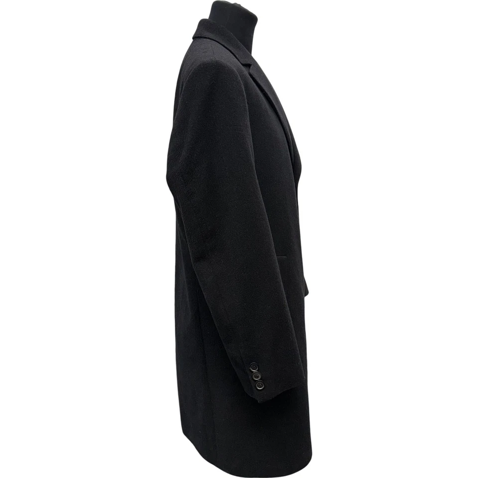 Hugo Boss Norton Barrie Stratus Black Wool Cashmere Overcoat Size 52 - Image 4 of 4