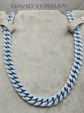 David Yurman Silver 11.5mm Pave Diamond Neckl...