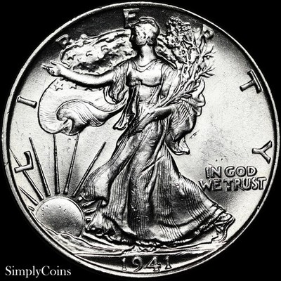 1941 Walking Liberty Half Dollar AU About Uncirculated Silver 50c