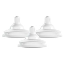 Boon Nursh Curve Silicone Baby Bottle Nipples - Food-Grade 3 Count, Clear