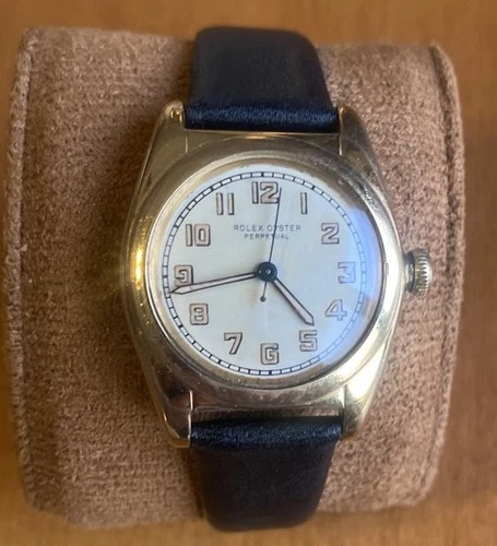 1942 Rolex Oyster Perpetual Gold Tone Stainless Steel Bubble Back Watch 2940 VTG