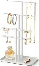 14.5" 3 Tier Jewelry Stand Organizer White Necklace Earring Holder Rack