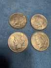 Lot of 4 1923 Peace Dollars - No Mint Mark - UNC Details Cleaned