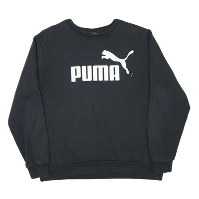 PUMA Sweatshirt Noir Homme XL Col Ras du Cou Coton Mélangé Enfiler Logo - Photo 1/4
