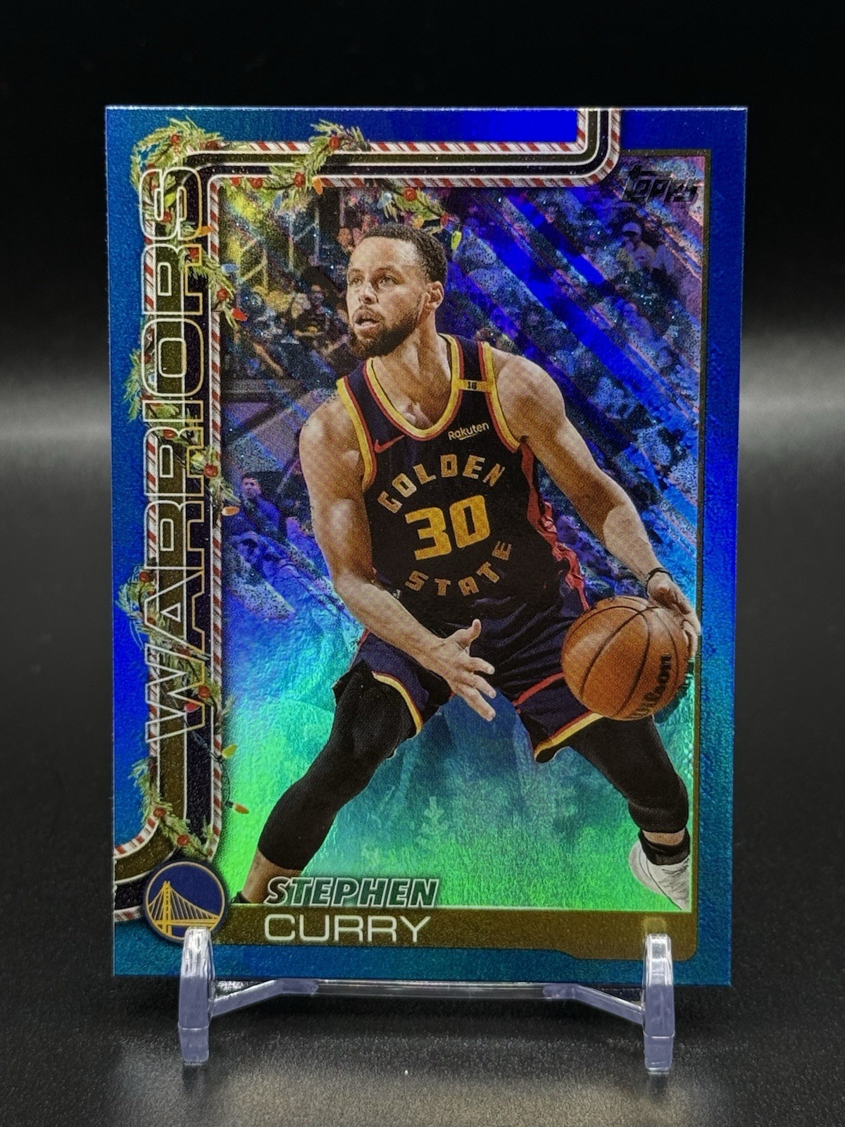 2025-26 Topps Holiday Stephen Curry Holiday Blue Glitter SP #H106 Warriors