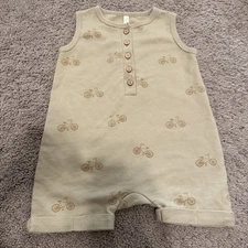EUC RYLEE + CRU sage green bike Romper Size 3-6 Months