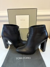 Tom Ford Black Leather Ankle Boots 100% Authe...