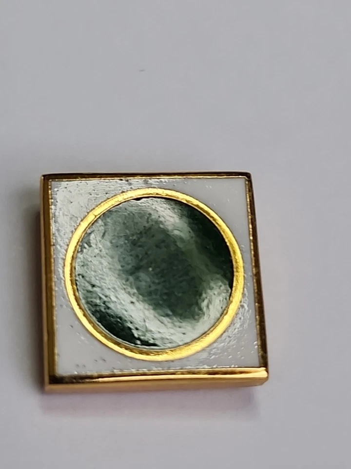 Green Circle in a White Square Tie Tack with Chain & Bar - Image 3 of 4