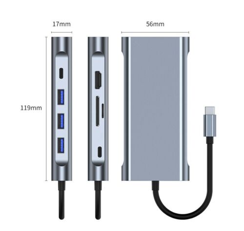 6 in 1 USB C Dongle Type C Hub to HDMI with 4K Output, SD/TF Card Reader USB 3.0 - Picture 2 of 4