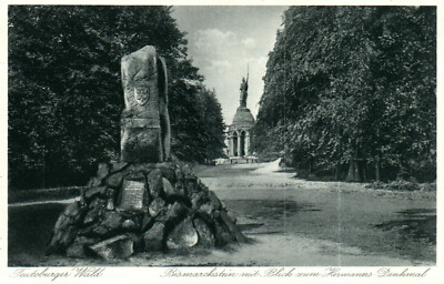 Postcard * Teutoburg Forest-Bismarckstein with view to Hermann's monument (AB) 70052