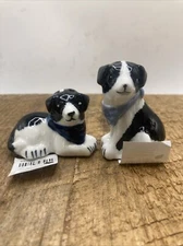 Cracker Barrel Miniature Salt And Pepper Shakers Black &White Dog W/Bandanas NWT
