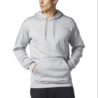 Adidas Men's Hoodie Team Issue Fleece Athletic Pullover Logo Grey