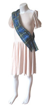 Child Dance Costume -Stretch Velvet Leotard attached Skirt - Removable Tartan