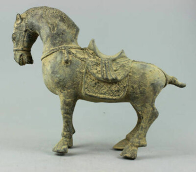 ancient Old earth Copper Bronze Horses Horse Carved Statue